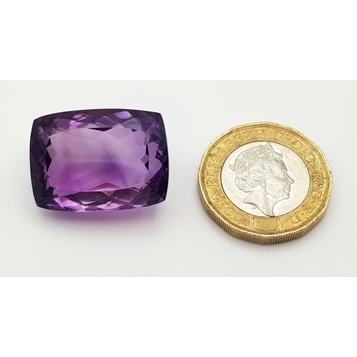 459 - 41.57ct Cushion Shaped Bolivian Amethyst AAA Grade Deluxe Quality Certified.