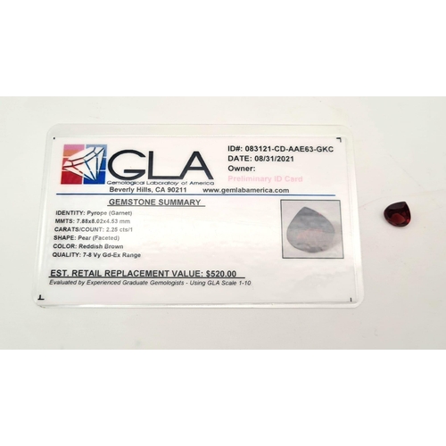 1016 - 2.25ct Pyrope Garnet Gemstone. GLA cert.