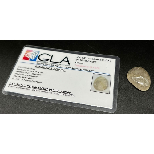 990 - 22.85ct Oval Rutiliated Gemstone GLA Cert.