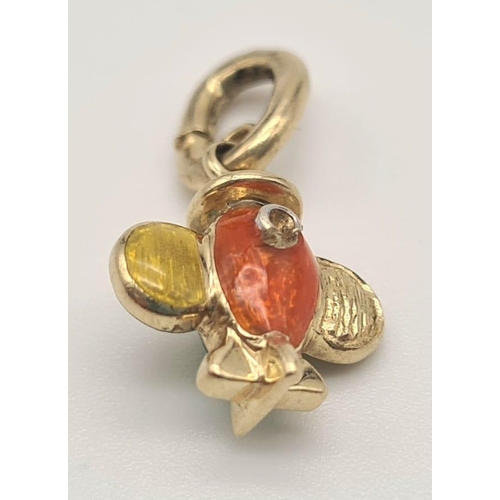 451 - 18K YELLOW GOLD ENAMELLED PLANE CHARM DC 2.8G