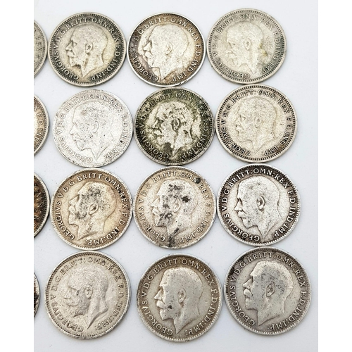 893 - 10 x Threepence Silver Pieces. Please see photos for finer details and conditions.