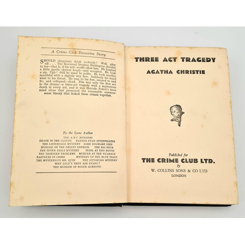 1135 - A Hardback Third Edition Agatha Christie  - Three Act Tragedy.