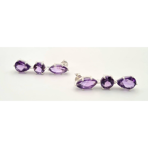 324 - A Pair of Amethyst Gemstone Earrings in 925 Silver. 13g total weight.