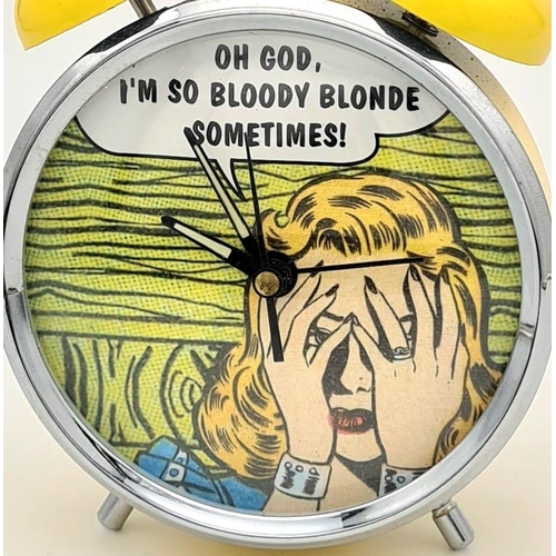 591 - Oh God, I'm So Bloody Blonde Sometimes Double-Bell Alarm Clock. In working order.