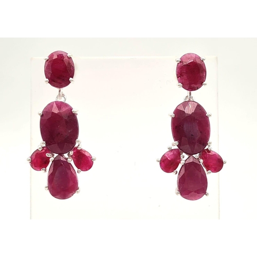 759 - A Pair of Ruby Gemstone Earrings in 925 Silver. 15g total weight.