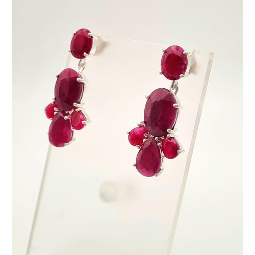 759 - A Pair of Ruby Gemstone Earrings in 925 Silver. 15g total weight.