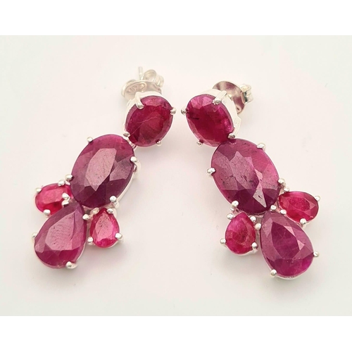 759 - A Pair of Ruby Gemstone Earrings in 925 Silver. 15g total weight.