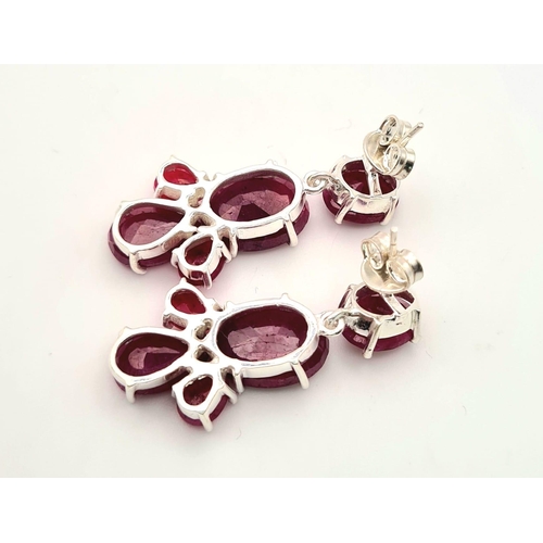 759 - A Pair of Ruby Gemstone Earrings in 925 Silver. 15g total weight.