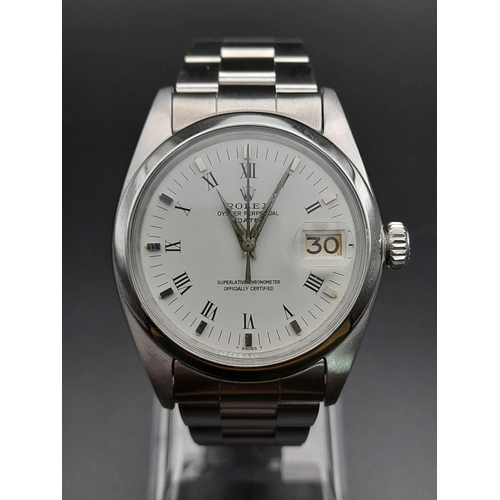 478 - A Rolex Oyster Perpetual Datejust Gents Watch. Stainless steel strap and case - 35mm. White dial wit... 