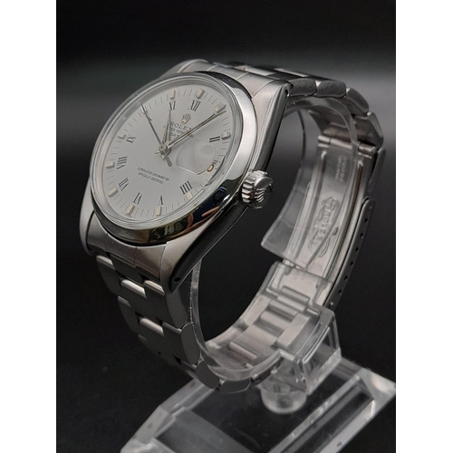 478 - A Rolex Oyster Perpetual Datejust Gents Watch. Stainless steel strap and case - 35mm. White dial wit... 