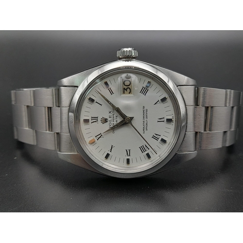 478 - A Rolex Oyster Perpetual Datejust Gents Watch. Stainless steel strap and case - 35mm. White dial wit... 