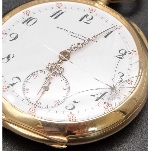 655 - A Vintage 14K Gold Patek Phillipe Pocket Watch. Top winder. White dial with sub second dial. 87g tot... 