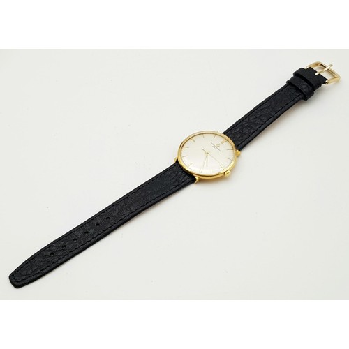 628 - A Vintage 18K Gold Vacheron and Constantin Gents Watch. Black leather strap. 18k gold case - 35mm. W... 