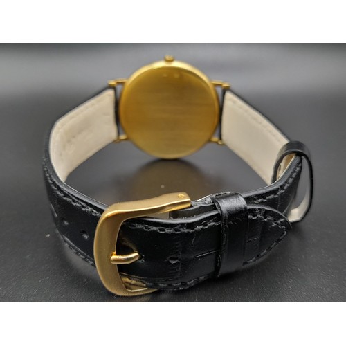 705 - A Vacheron Constantin 18K Gold Quartz Gents Watch. Black leather strap. 18k gold case - 30mm. Gold t... 