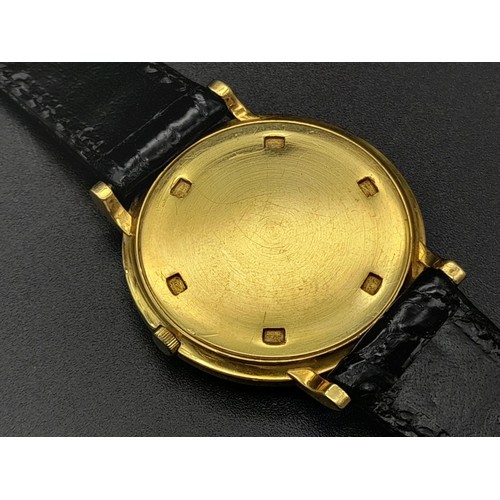 378 - A Vacheron Constantin 18K Gold Cased Ladies Watch. Black leather strap. Gold case - 30mm. Gold tone ... 