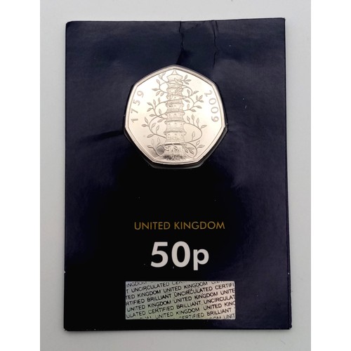 332 - A Restrike Proof Kew Gardens 50p Piece Coin.