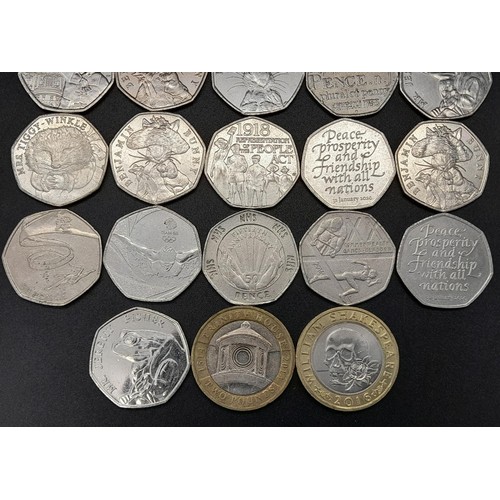 1181 - A Small Collection of Collectable 50p and £2 Coins.
2 x £2. 26 x 50p