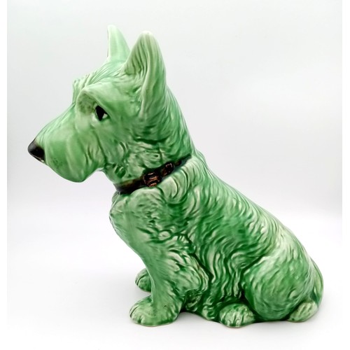 1002 - Two Sylvac Figures. A Large green dog and a small white bunny. 29 and 16cm.