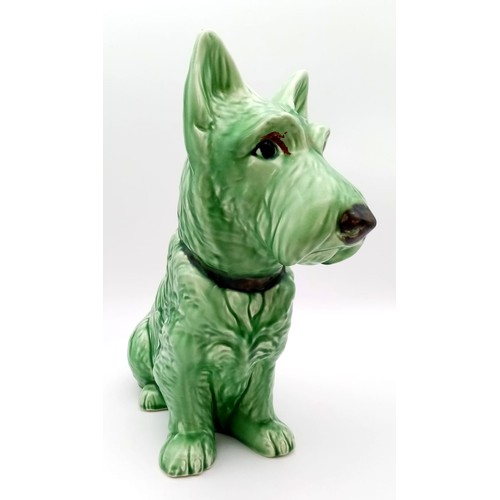 1002 - Two Sylvac Figures. A Large green dog and a small white bunny. 29 and 16cm.