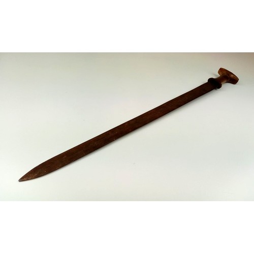 612 - A Peculiar Antique Hand-Made Sword with a Bone Handle. 82cm total length.