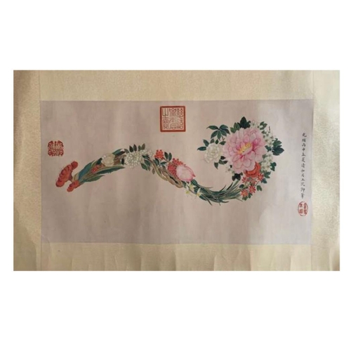 104 - A ruyi-like bouquet (ruyi, an S-shaped ornamental object). Chinese ink and watercolour on paper. Att... 