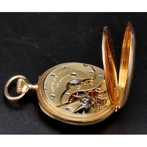 655 - A Vintage 14K Gold Patek Phillipe Pocket Watch. Top winder. White dial with sub second dial. 87g tot... 