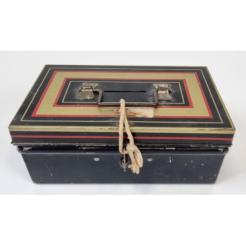 863 - Three Vintage 1940/50s Cash Tins. A Pilot, complete with key and 3 section inner compartment - but t... 