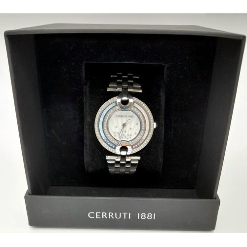 112 - A fabulous, Italian designed, CERRUTI 1881 watch with floating crystals. Case width: 36 mm, dial wit... 