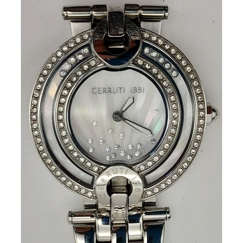 112 - A fabulous, Italian designed, CERRUTI 1881 watch with floating crystals. Case width: 36 mm, dial wit... 