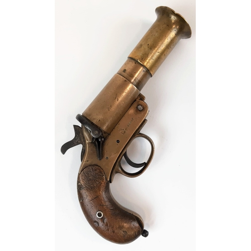 262 - A Deactivated Webley and Scott Brass Flare Pistol. Single shot 1 inch calibre. Serial number - 61442... 