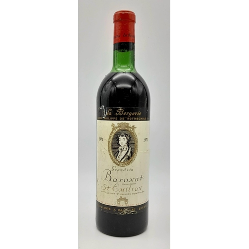 366 - A Bottle of Phillipe de Rothschild 1971 Baronat St Emilion Red Wine.