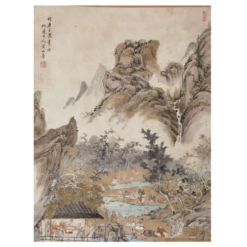 48 - An Antique Chinese Landscape Artwork by Brilliant Artist Huang Shanshou (1855-1919). A piece applied... 