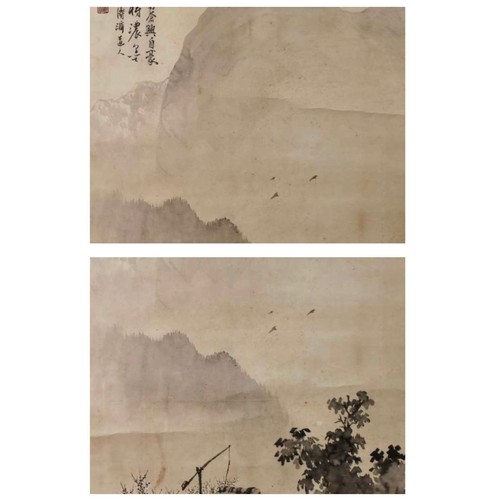 141 - A Landscape Chinese Ink and Watercolour on paper scroll - Attributed to Shi Tao (1642-1707), one of ... 