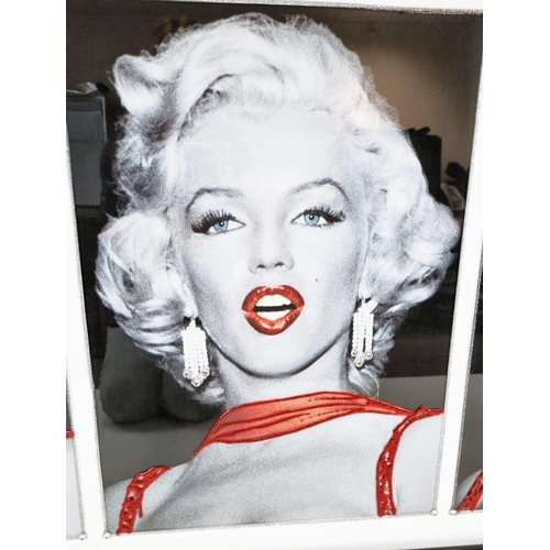 106 - A Triple-Face Marilyn Monroe Expression Photographic Artwork. Red highlights for lipstick and neckla... 