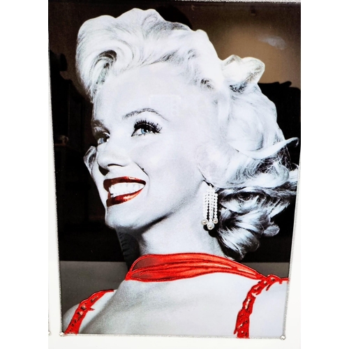 106 - A Triple-Face Marilyn Monroe Expression Photographic Artwork. Red highlights for lipstick and neckla... 