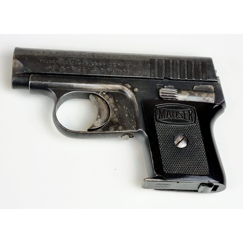 129 - A Deactivated Mauser Oberndorf 25 ACP Pocket Pistol. 
2.375 inch barrel. Vest pocket model. Metal ha... 