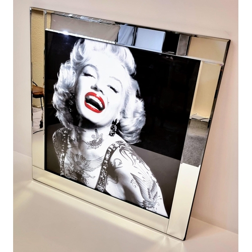 144 - A Tattooed Body Black and White Picture of a Smiling Marilyn Monroe. In chrome effect frame - 85 x 8... 