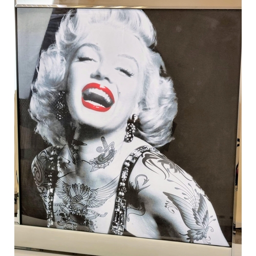 144 - A Tattooed Body Black and White Picture of a Smiling Marilyn Monroe. In chrome effect frame - 85 x 8... 