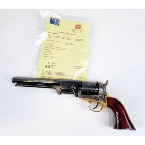 152 - A Deactivated 1851 Uberti Model Navy Black Powder Revolver Pistol. Muzzle loading. Calibre -.36. 7.5... 