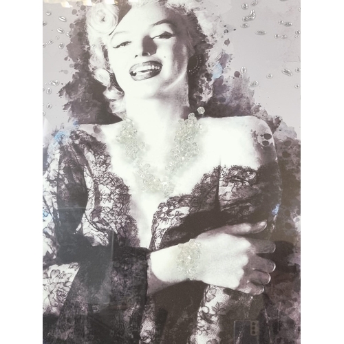 177 - A Black and White Marilyn Monroe Artwork with White Crystal Ornamental Decorative Effects Throughout... 