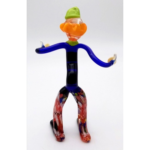 211 - A vintage, artisan’s creation, a multicoloured clown, made with glass in the Murano factory, Venice,... 