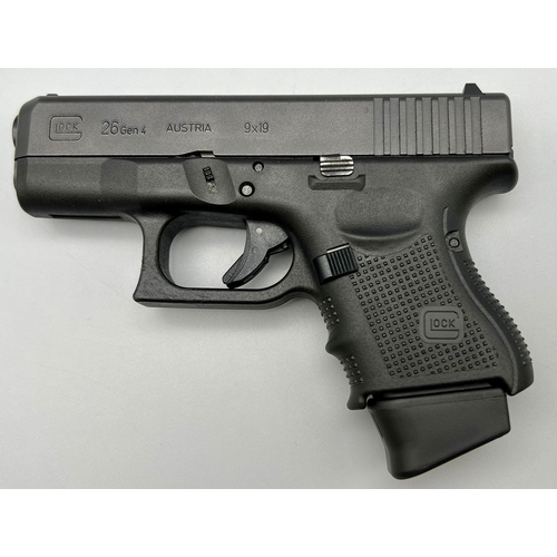 242 - A Deactivated 9mm Glock Model 26 Generation 4 Semi-Automatic Pistol. Comes with two extended magazin... 