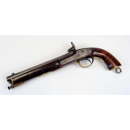 458 - An Antique Percussion Single Shot Horse Pistol. This 60 calibre monster has a round steel barrel wit... 