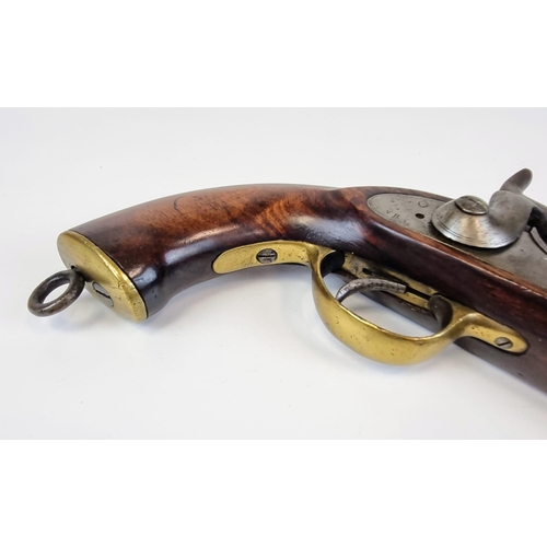 458 - An Antique Percussion Single Shot Horse Pistol. This 60 calibre monster has a round steel barrel wit... 