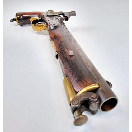 458 - An Antique Percussion Single Shot Horse Pistol. This 60 calibre monster has a round steel barrel wit... 