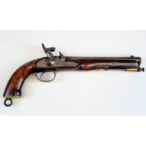 458 - An Antique Percussion Single Shot Horse Pistol. This 60 calibre monster has a round steel barrel wit... 