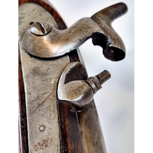 458 - An Antique Percussion Single Shot Horse Pistol. This 60 calibre monster has a round steel barrel wit... 