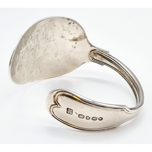 58 - An Antique Silver Spoon Converted into a Bangle! Hallmarks for London 1850. 56.3g.