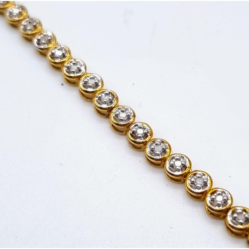 60 - A Compton and Woodhouse 9K Yellow Gold Diamond Tennis Bracelet. 0.5ct diamond weight. 5.74g total we... 