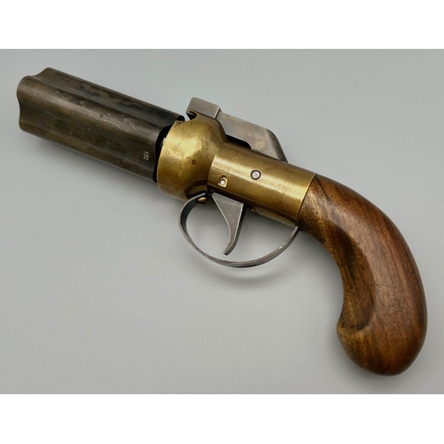 72 - An Antique Deactivated Percussion Black Powder Pepper-Box Pistol. Muzzle loading with a .32 calibre ... 